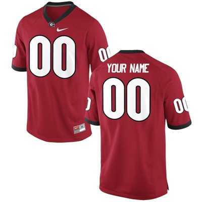 Mens Georgia Bulldogs Customized Replica Football Jersey - 2015 Red